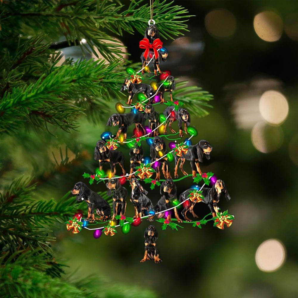 Black Tan Coonhound -Christmas Tree Lights-Two Sided Ornament - Best gifts your whole family