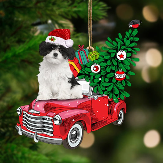 Black White Havanese Phone Ca-Pine Truck Hanging Ornament - Best gifts your whole family