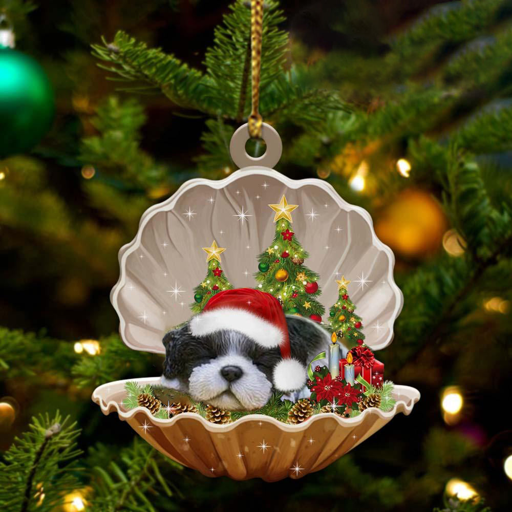 Black White Shih Tzu3-Sleeping Pearl in Christmas Two Sided Ornament, Christmas Ornament, Car Ornament - Best gifts your whole family