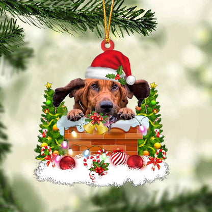 Bloodhound In The Chimney Hanging Ornament Dog Christmas Ornament - Best gifts your whole family
