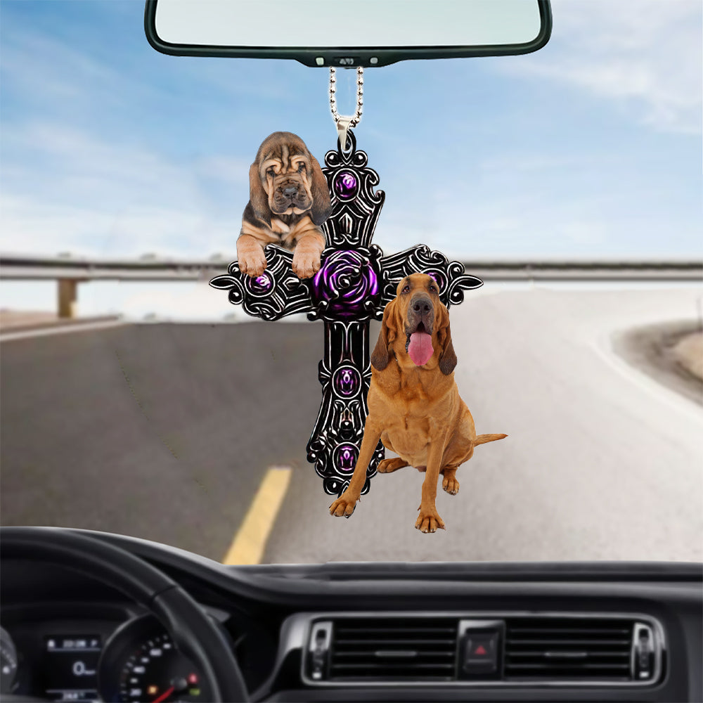 Bloodhound Pray For God Car Hanging Ornament Dog Pray For God Ornament Godmerc - Best gifts your whole family