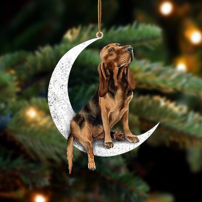 Bloodhound Sit On The Moon Two Sided Ornament Dog Hanging Christmas Ornament - Best gifts your whole family