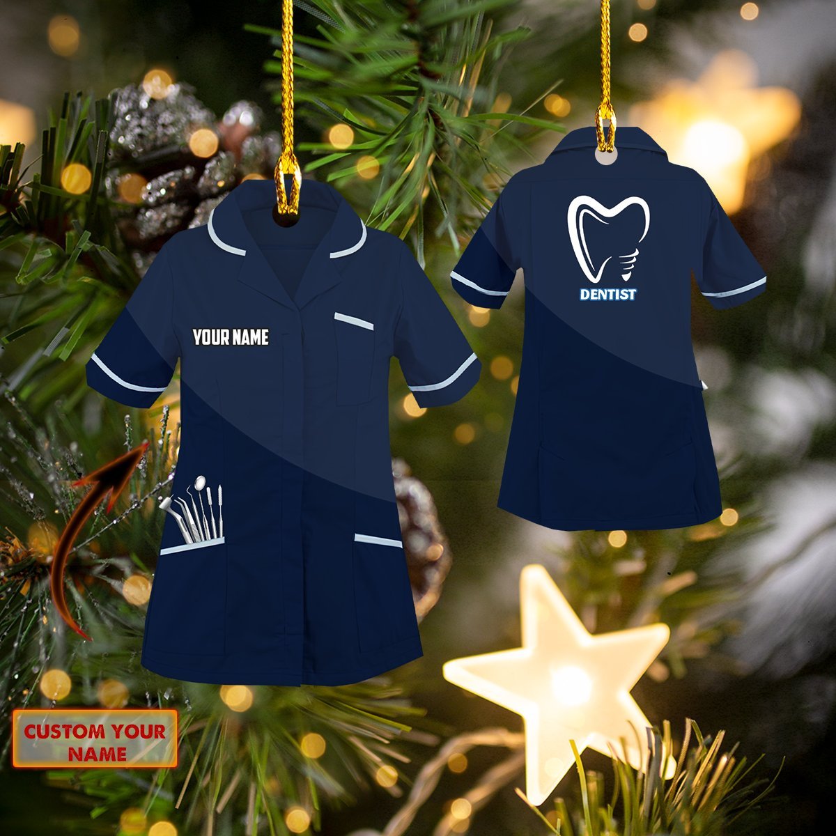 Blue Dentist Uniform for Women Car Ornament - Best gifts your whole family
