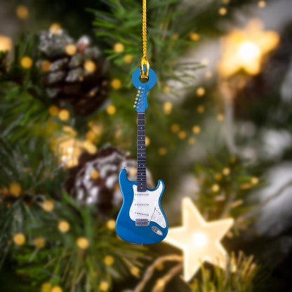 Blue Electric Guitar Car Ornament - Best gifts your whole family