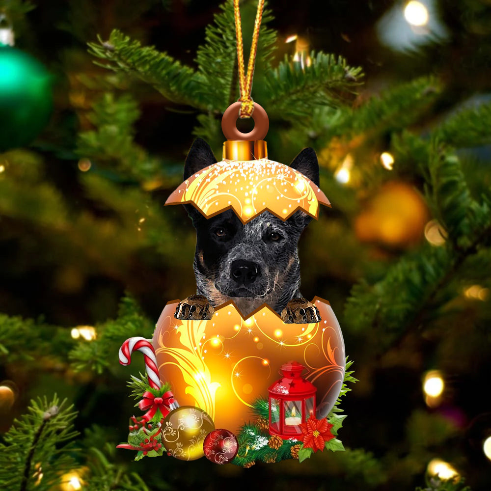 Blue Heeler In Golden Egg Christmas Ornament - Best gifts your whole family