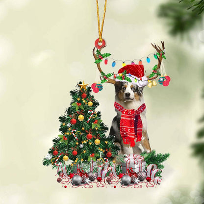 BLUE MERLE Australian Shepherd-Christmas Tree Gift Hanging Ornament - Best gifts your whole family