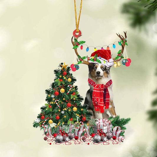 BLUE MERLE Australian Shepherd-Christmas Tree Gift Hanging Ornament - Best gifts your whole family