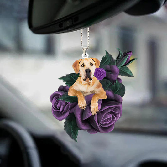 Boerboel In Purple Rose Car Hanging Ornament - Best gifts your whole family