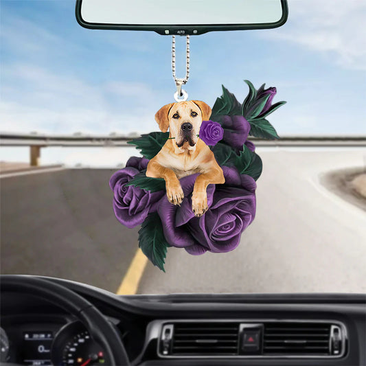 Boerboel In Purple Rose Car Hanging Ornament - Best gifts your whole family
