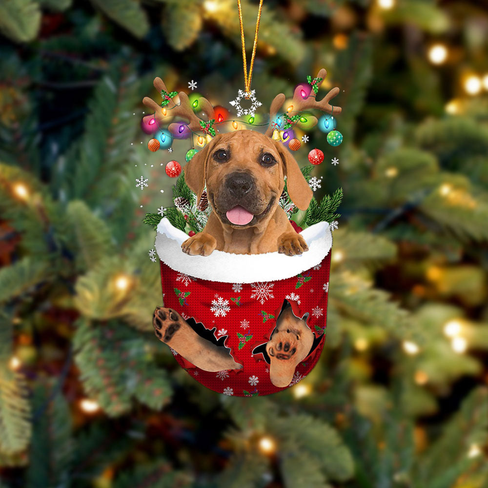 Boerboel In Snow Pocket Christmas Ornament Flat Acrylic Dog Ornament - Best gifts your whole family
