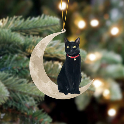 Bombay Cat Sits On The Moon Hanging Ornament Cat Christmas Acrylic Ornament - Best gifts your whole family