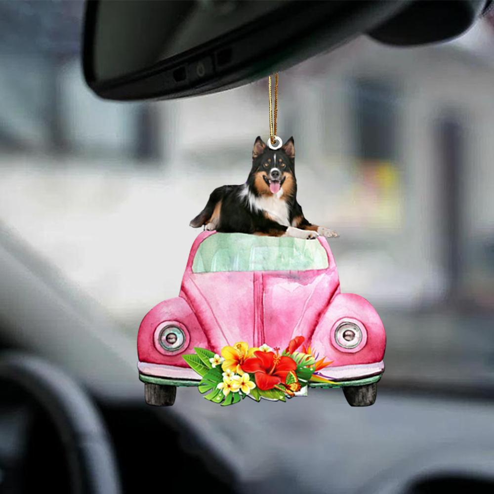 Border Collie 2-Pink Hippie Car-Two Sided Ornament - Best gifts your whole family