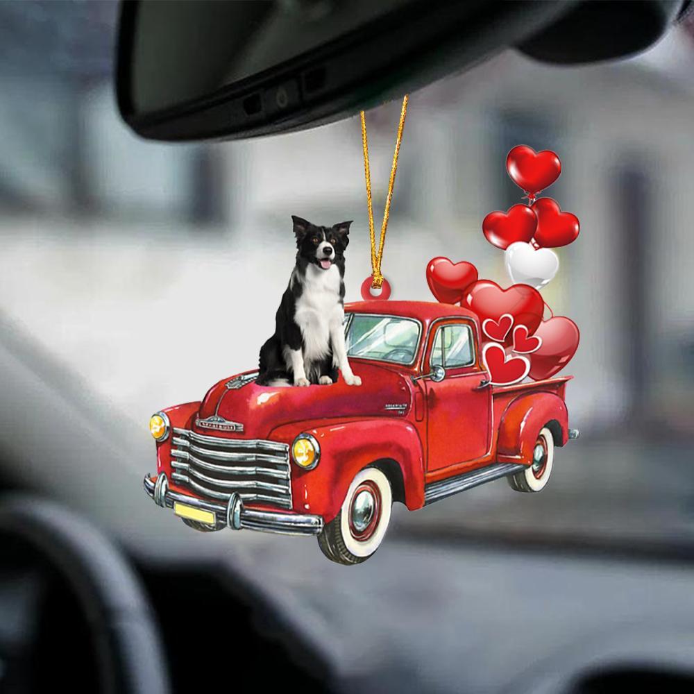 Border Collie 2-Red Sports Car-Two Sided Ornament - Best gifts your whole family