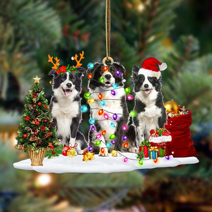 Border Collie-Christmas Dog Friends Hanging Ornament - Best gifts your whole family
