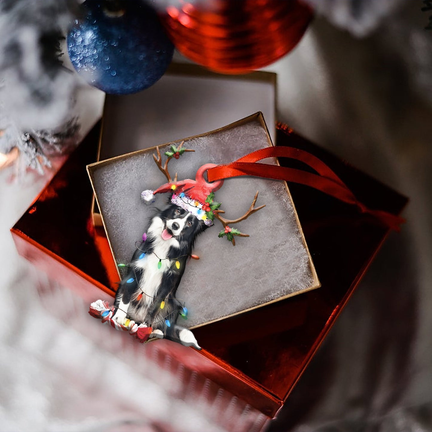 Border Collie Christmas Shape Ornament - Best gifts your whole family