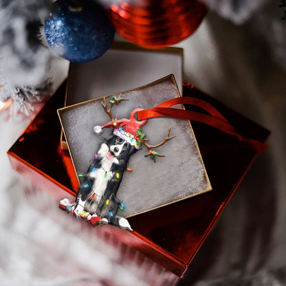 Border Collie Christmas Shape Ornament - Best gifts your whole family