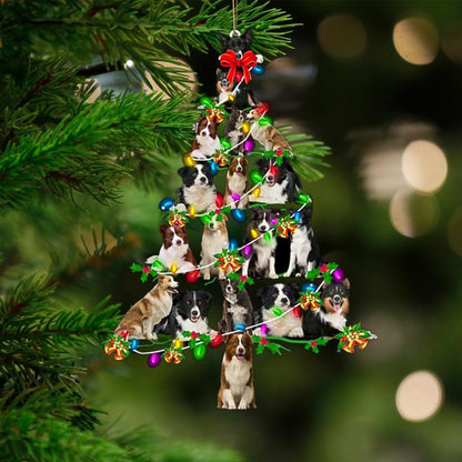 Border Collie-Christmas Tree Lights-Two Sided Ornament - Best gifts your whole family