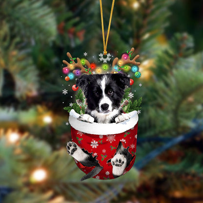 Border Collie-In Christmas Pocket Two Sides Ornament, Christmas Dog Hanging Ornament - Best gifts your whole family