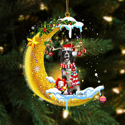Border Collie On The Moon Merry Christmas Hanging Ornament Dog Ornament, Car Ornament, Christmas Ornament - Best gifts your whole family