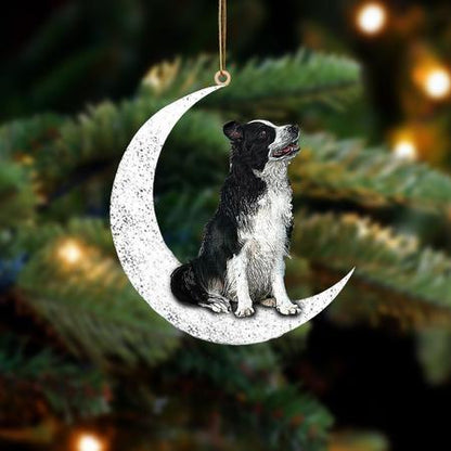 Border Collie-Sit On The Moon-Two Sided Ornament - Best gifts your whole family
