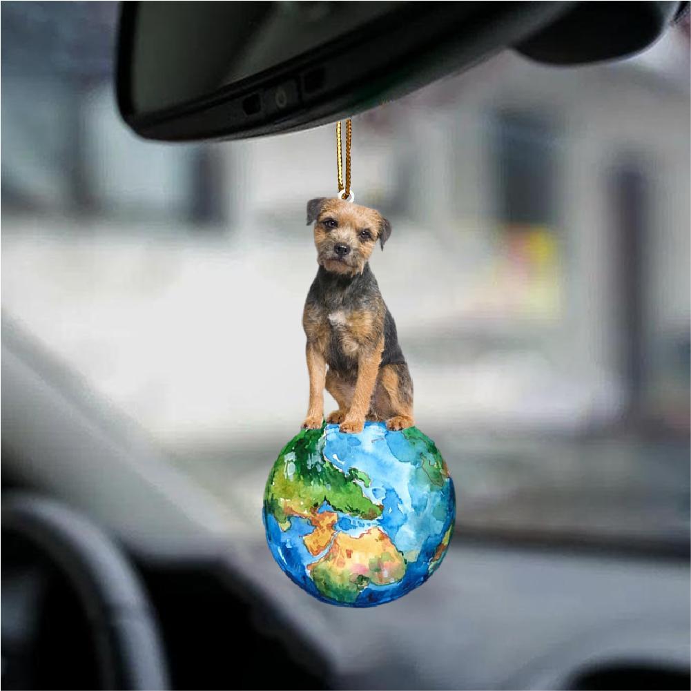 Border Terrier-Around My Dog-Two Sided Ornament - Best gifts your whole family