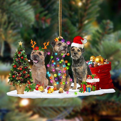 Border Terrier-Christmas Dog Friends Hanging Ornament - Best gifts your whole family