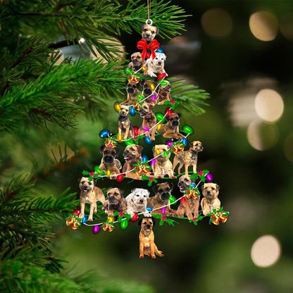 Border Terrier-Christmas Tree Lights-Two Sided Ornament - Best gifts your whole family