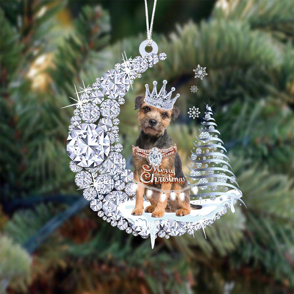 Border Terrier Diamond Moon Merry Christmas Ornament Dog Ornament - Best gifts your whole family