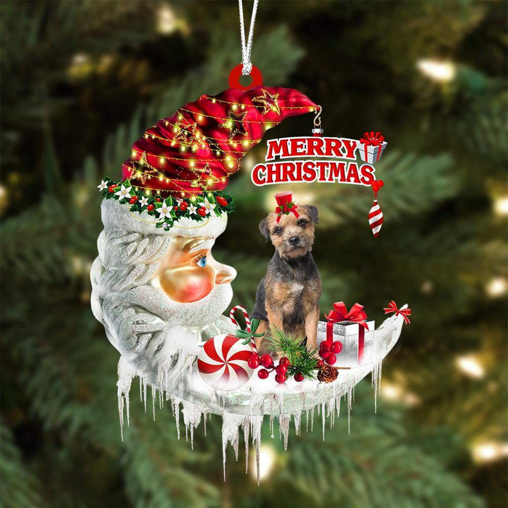 Border Terrier On The Moon Merry Christmas Hanging Ornament - Best gifts your whole family