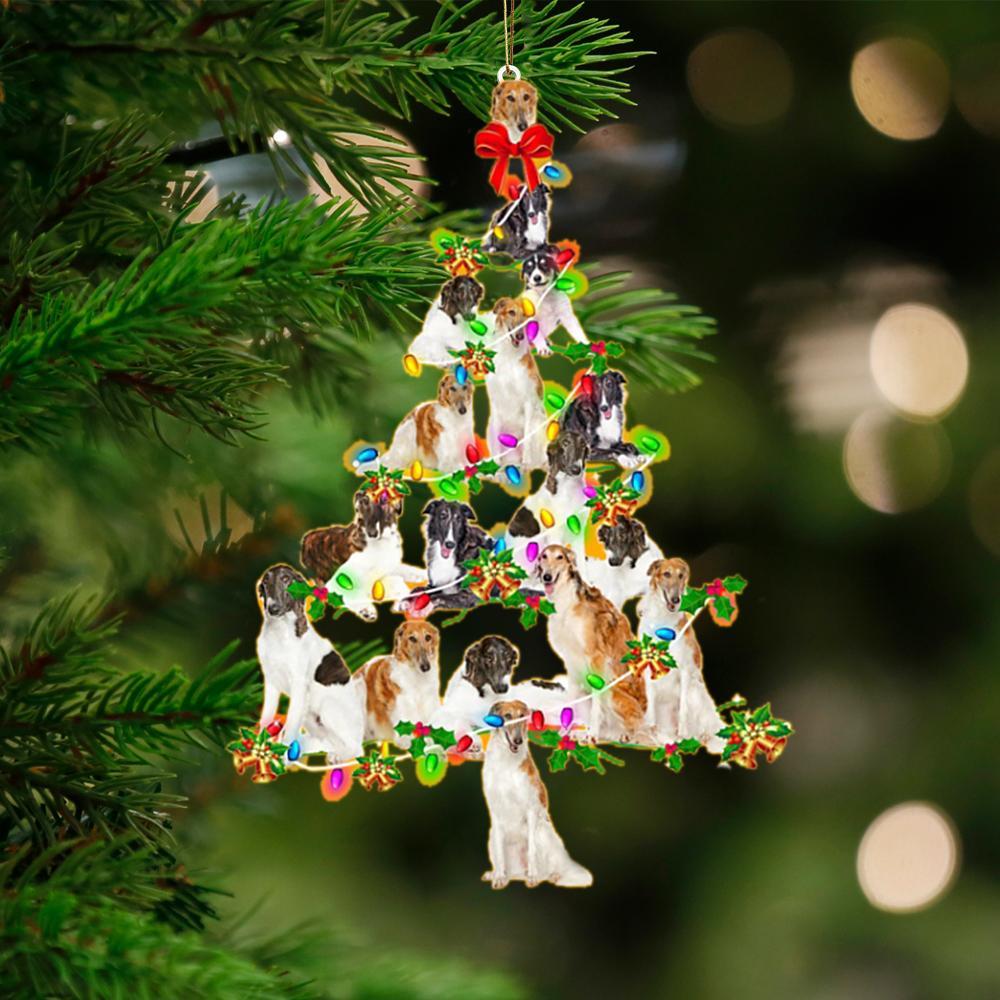 Borzoi-Christmas Tree Lights-Two Sided Ornament - Best gifts your whole family
