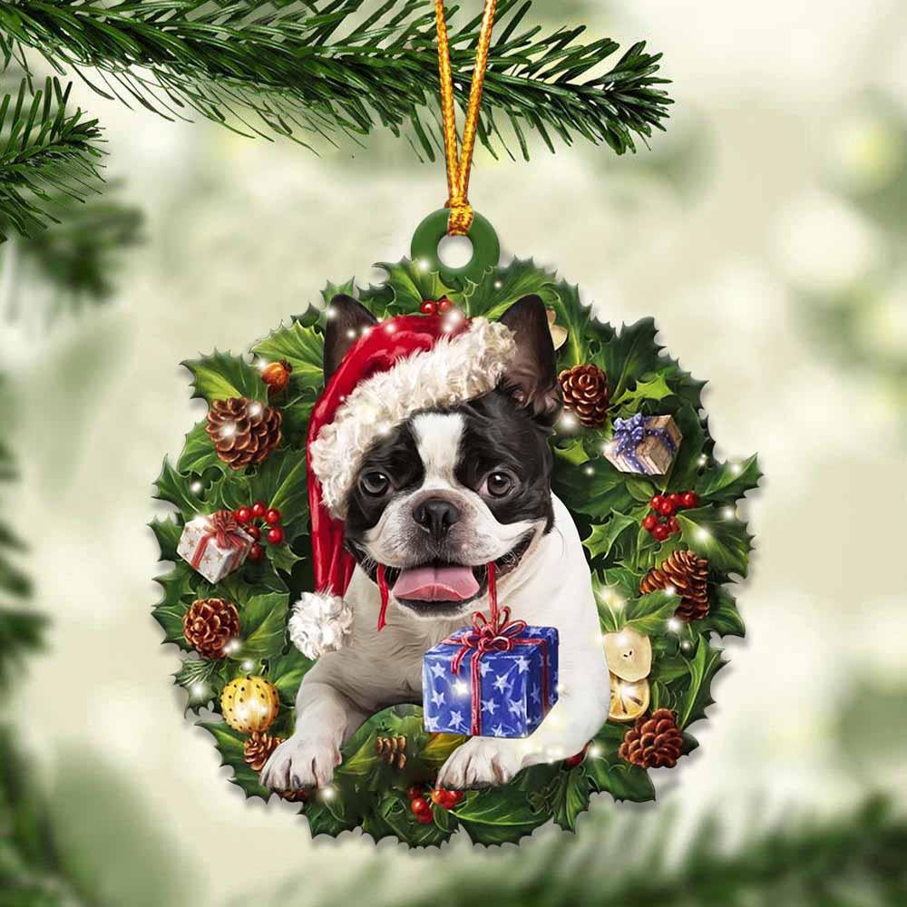 Boston Terrier and Christmas gift for her gift for him gift for Boston Terrier lover ornament, Christmas Ornament - Best gifts your whole family