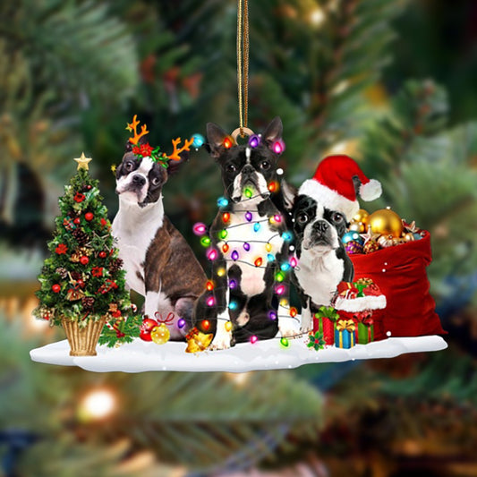 Boston Terrier-Christmas Dog Friends Hanging Ornament - Best gifts your whole family