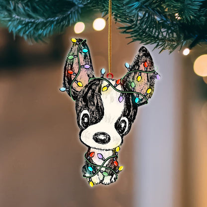 Boston Terrier Christmas Light Hanging Ornament, Animal Christmas Ornaments - Best gifts your whole family