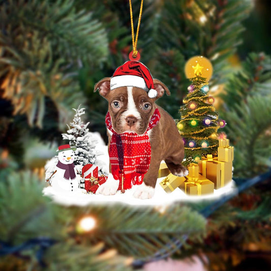 Boston Terrier Christmas Ornament Christmas Tree Hanging Acrylic Ornament Gift - Best gifts your whole family