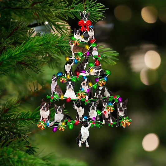 Boston Terrier-Christmas Tree Lights-Two Sided Ornament - Best gifts your whole family