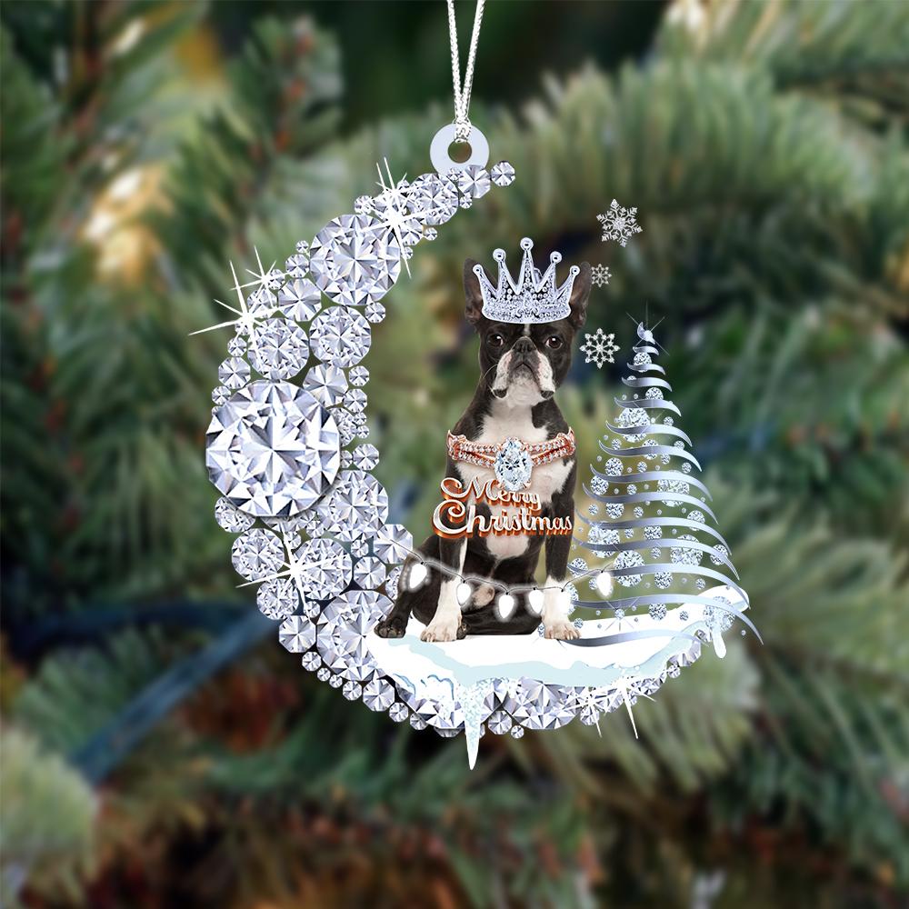 Boston Terrier Diamond Moon Merry Christmas Ornament Christmas Decoration - Best gifts your whole family