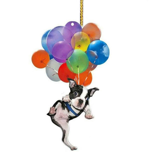 Boston Terrier Dog Fly With Bubbles Car Hanging Ornament Dog Ornament Godmerc - Best gifts your whole family