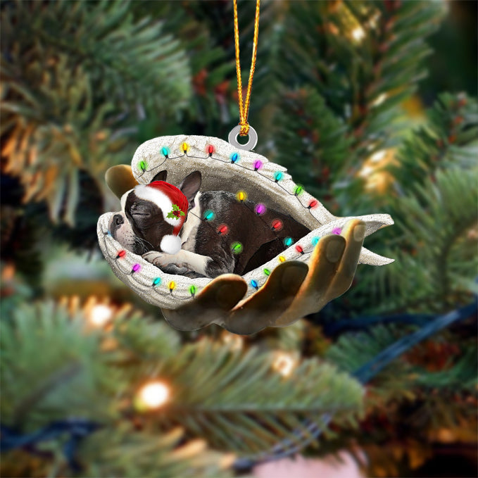 Boston Terrier Sleeping Angel In God Hand Christmas Ornament Godmerch Ornament - Best gifts your whole family