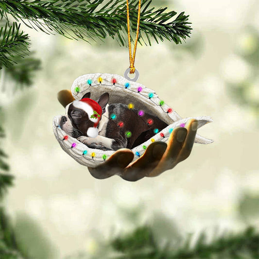 Boston Terrier Sleeping Angel In God Hand Christmas Ornament Godmerch Ornament - Best gifts your whole family