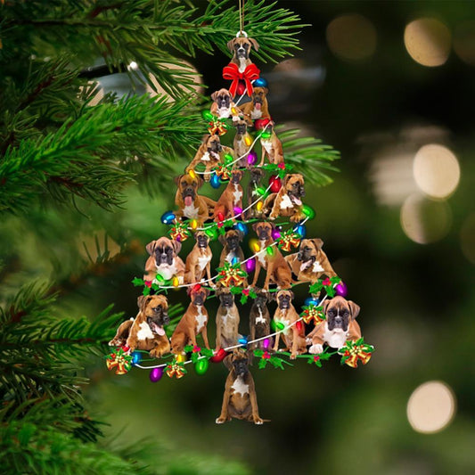 Boxer-Christmas Tree Lights-Two Sided Ornament - Best gifts your whole family