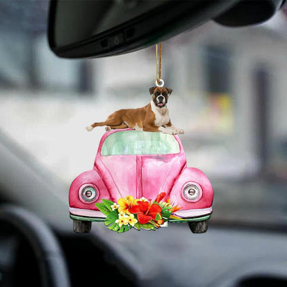 Boxer-Pink Hippie Car-Two Sided Ornament - Best gifts your whole family