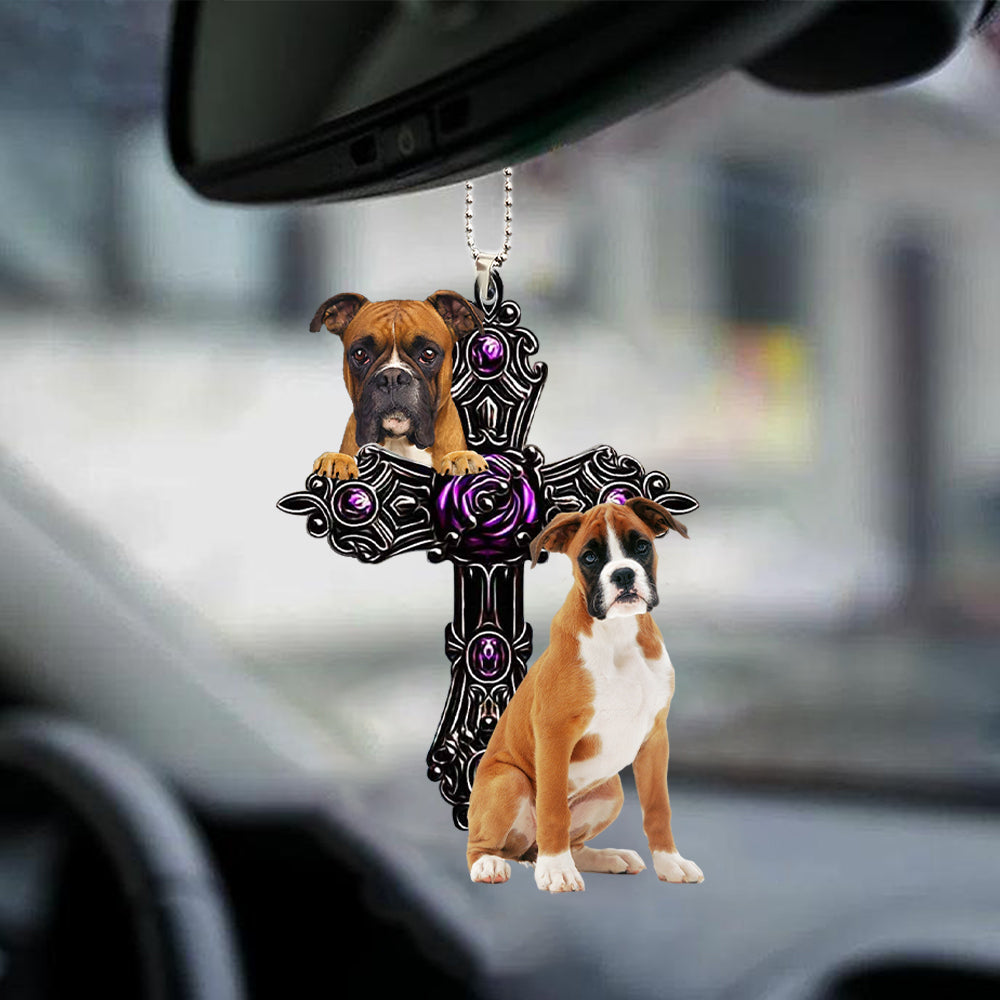 Boxer Pray For God Car Hanging Ornament Dog Pray For God Ornament Godmerc - Best gifts your whole family