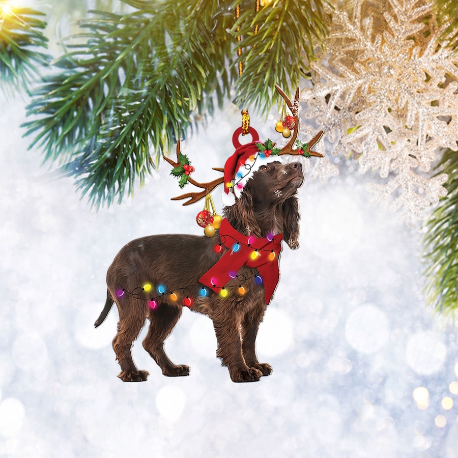 Boykin Spaniel Christmas Light Reindeer Ornament, Dog Lover Gifts, Christmas Tree Ornament, Home Decor Plastic Ornament - Best gifts your whole family