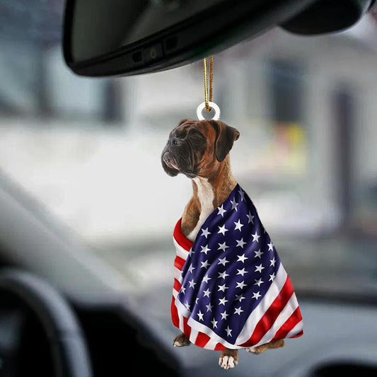 Brindle Boxer American Patriot Flag Two Sided Ornament - Best gifts your whole family