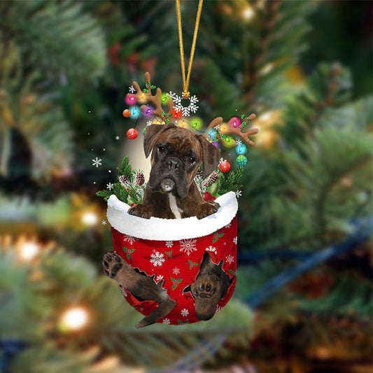 Brindle Boxer-In Christmas Pocket Two Sides Ornament, Christmas Dog Hanging Ornament - Best gifts your whole family