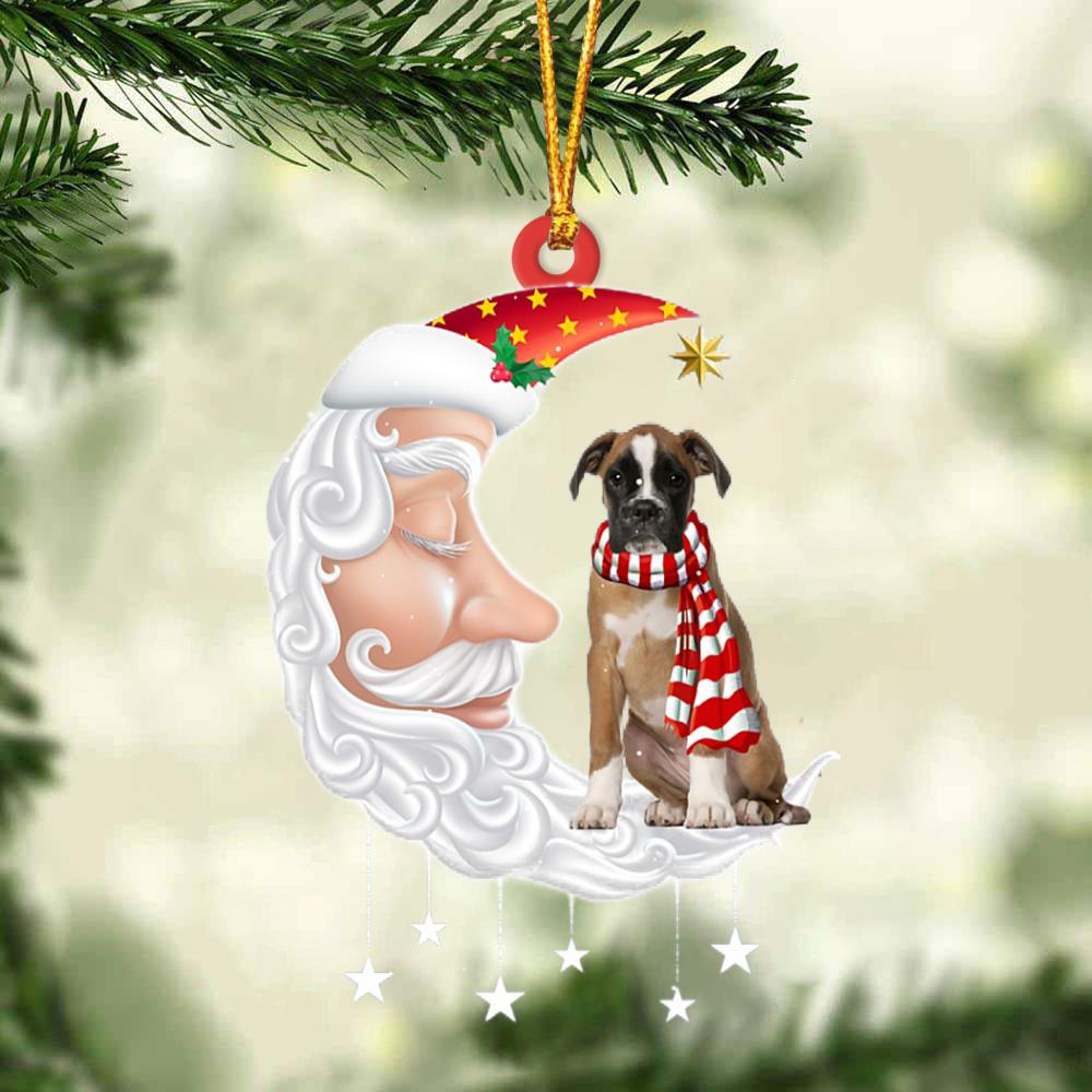 Brown Boxer With Santa Christmas Ornament Dog Christmas Ornament - Best gifts your whole family