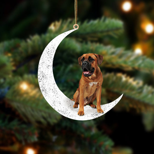 Brown Cane Corso Sit On The Moon Two Sided Ornament Dog Hanging Christmas Ornament - Best gifts your whole family