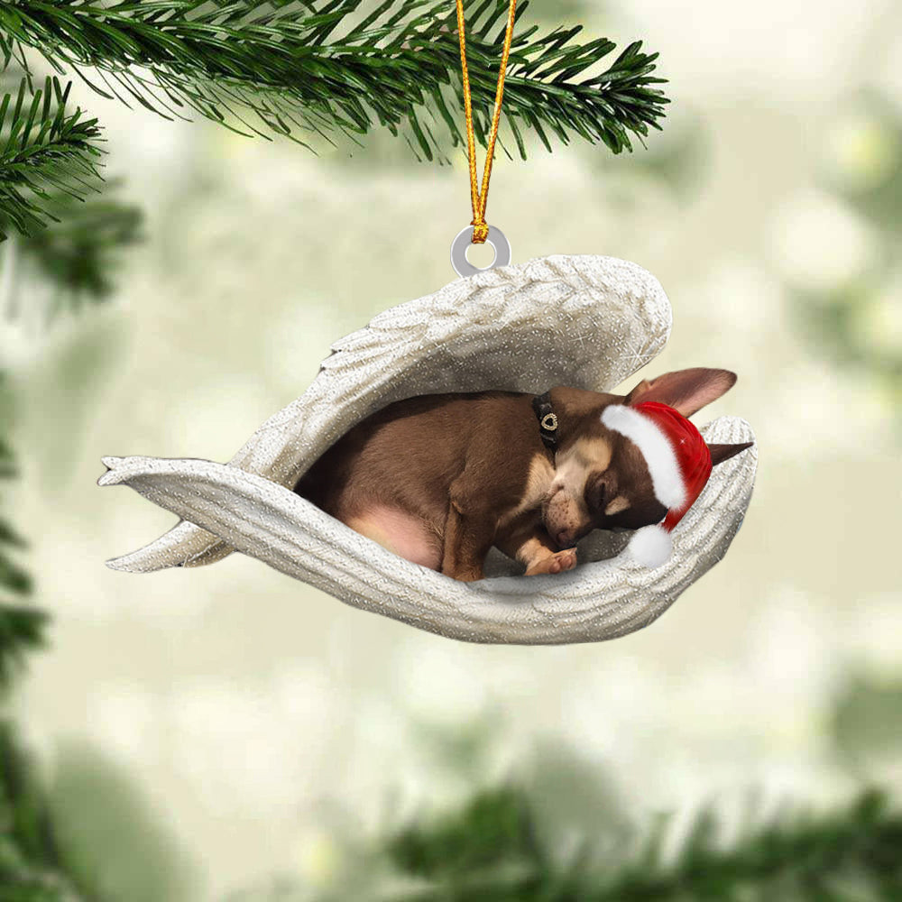 Brown Chihuahua Sleeping Angel Christmas Ornament Dog Christmas Hanging Ornament - Best gifts your whole family
