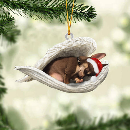 Brown Chihuahua Sleeping Angel Christmas Ornament Dog Christmas Hanging Ornament - Best gifts your whole family