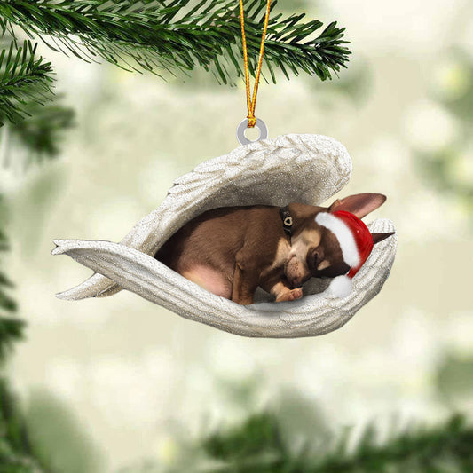 Brown Chihuahua Sleeping Angel Christmas Ornament Dog Christmas Hanging Ornament - Best gifts your whole family